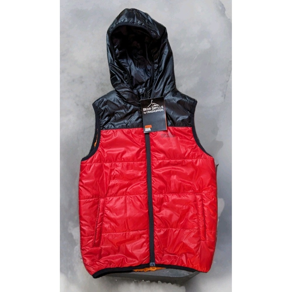 Kids Vest Bear‎ Grylls Craghoppers Age 9-10 Red Black Puffer Winter Zip Hood